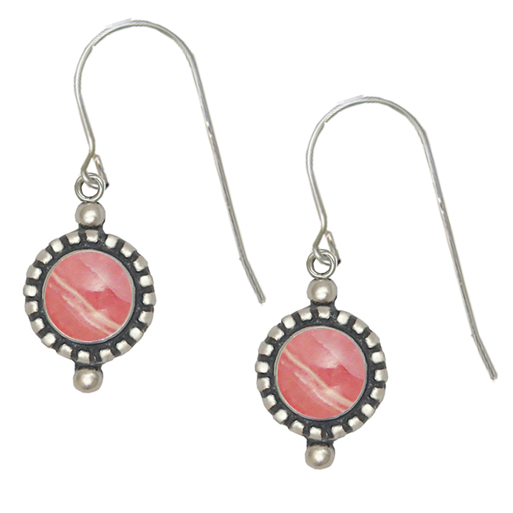 Sterling Silver Petite Rhodocrosite Gemstone Drop Dangle Earrings